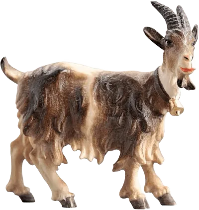 Goat with Bell Looking Right – nativity figure by Pema Woodcarvings