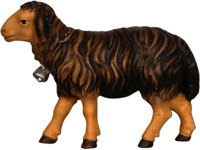 Dark Sheep Going with Bell – nativity figure by Pema Woodcarvings