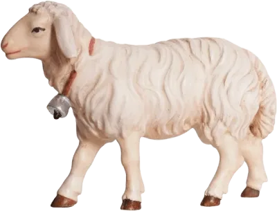 Sheep with bell – nativity figure by Pema Woodcarvings
