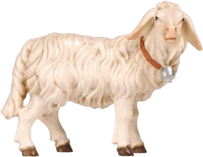 Sheep Standing with Bell – nativity figure by Pema Woodcarvings