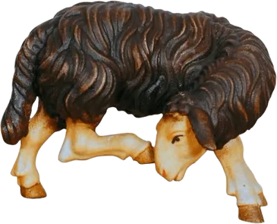 Dark Sheep Scratching – nativity figure by Pema Woodcarvings