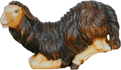 Dark Sheep Kneeling – nativity figure by Pema Woodcarvings