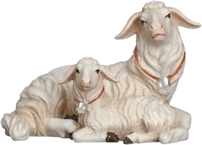 Sheep Lying with Lamb – nativity figure by Pema Woodcarvings