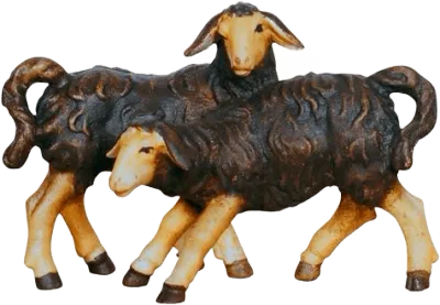 Pair of Dark Lambs – nativity figure by Pema Woodcarvings