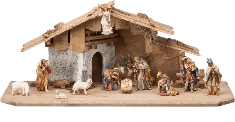 15pc Nativity Set – Holy Night Stable by Pema Woodcarvings