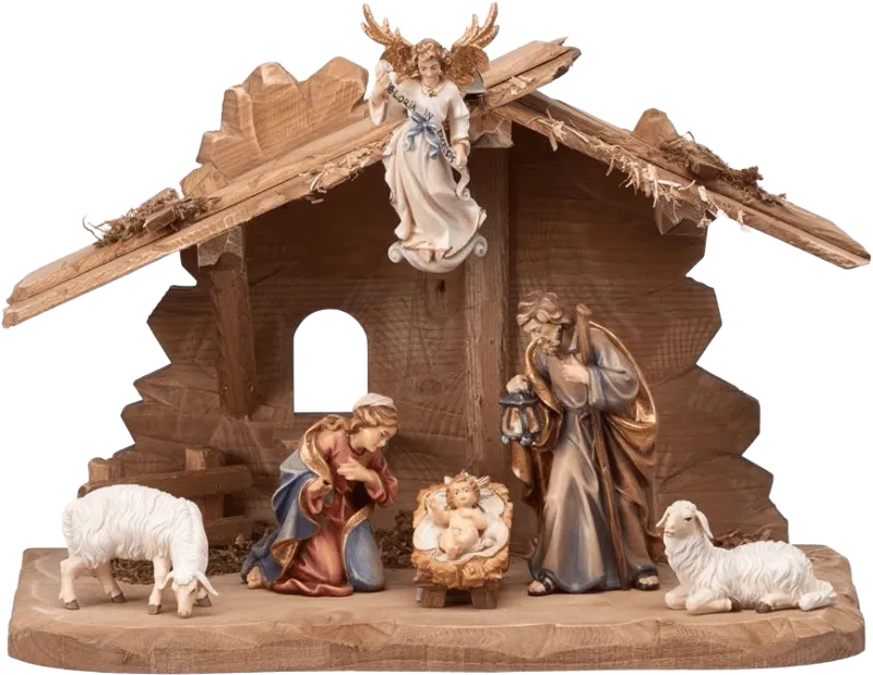 8pc Nativity Set – Tyrolean Stable by Pema Woodcarvings