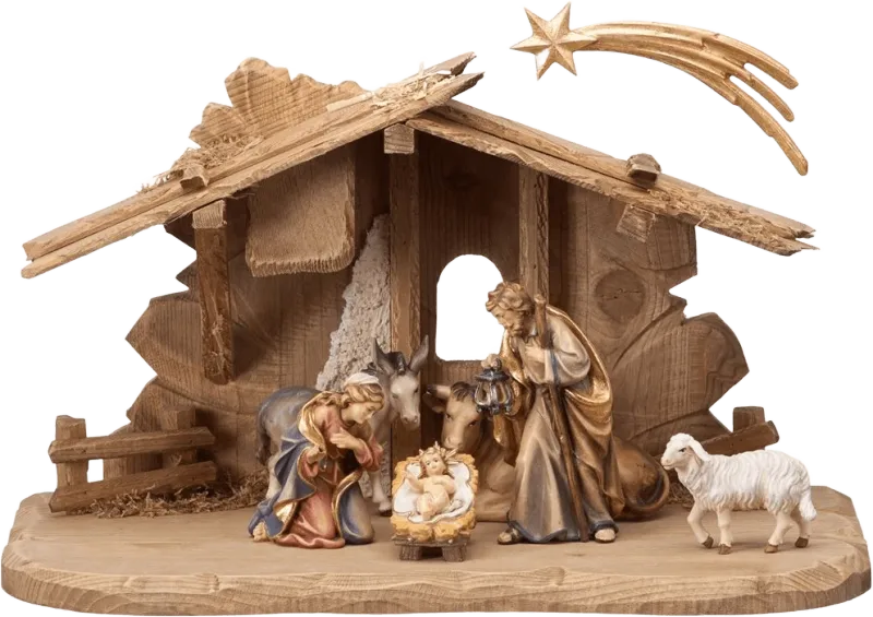 9pc Nativity Set – Tyrolean Stable by Pema Woodcarvings