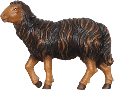 Dark Sheep Standing Head Up – nativity figure by Pema Woodcarvings