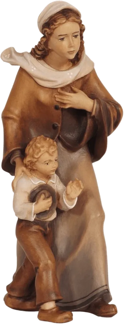 Shepherdess with Boy – nativity figure by Pema Woodcarvings