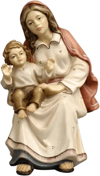 Shepherdess Sitting with Child – nativity figure by Pema Woodcarvings