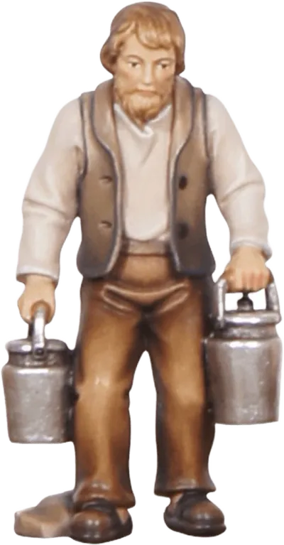 Shepherd with Milk Can – nativity figure by Pema Woodcarvings