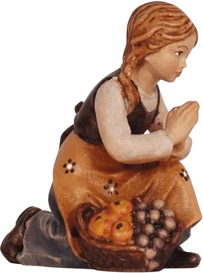 Girl Kneeling – nativity figure by Pema Woodcarvings